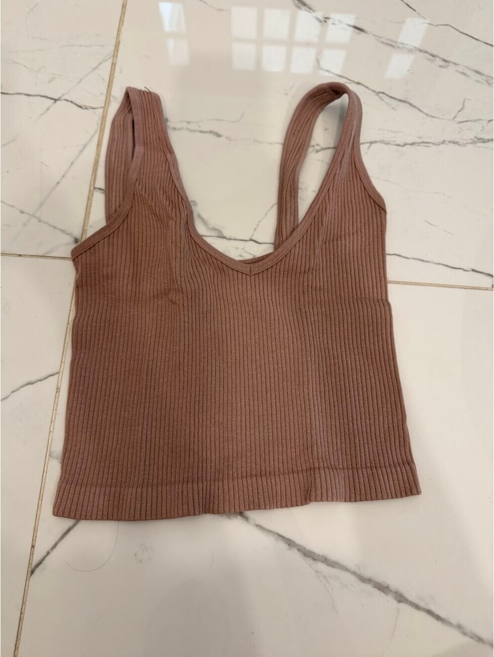 Free People Intimately Brown Ribbed V-Neck Tank XS